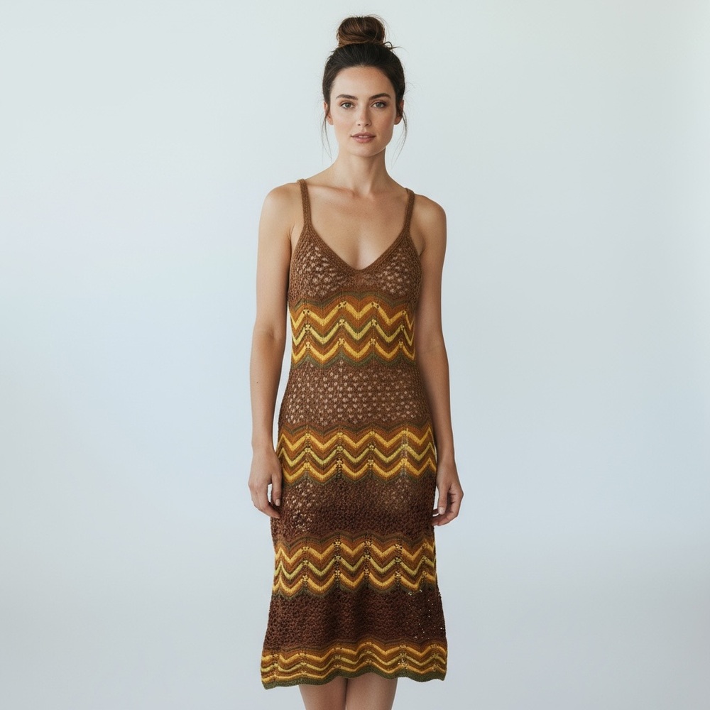 Almost Famous Women's Knitted Dress Gold Size Medium